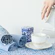 Blue-white fine linen fabric, 100% linen